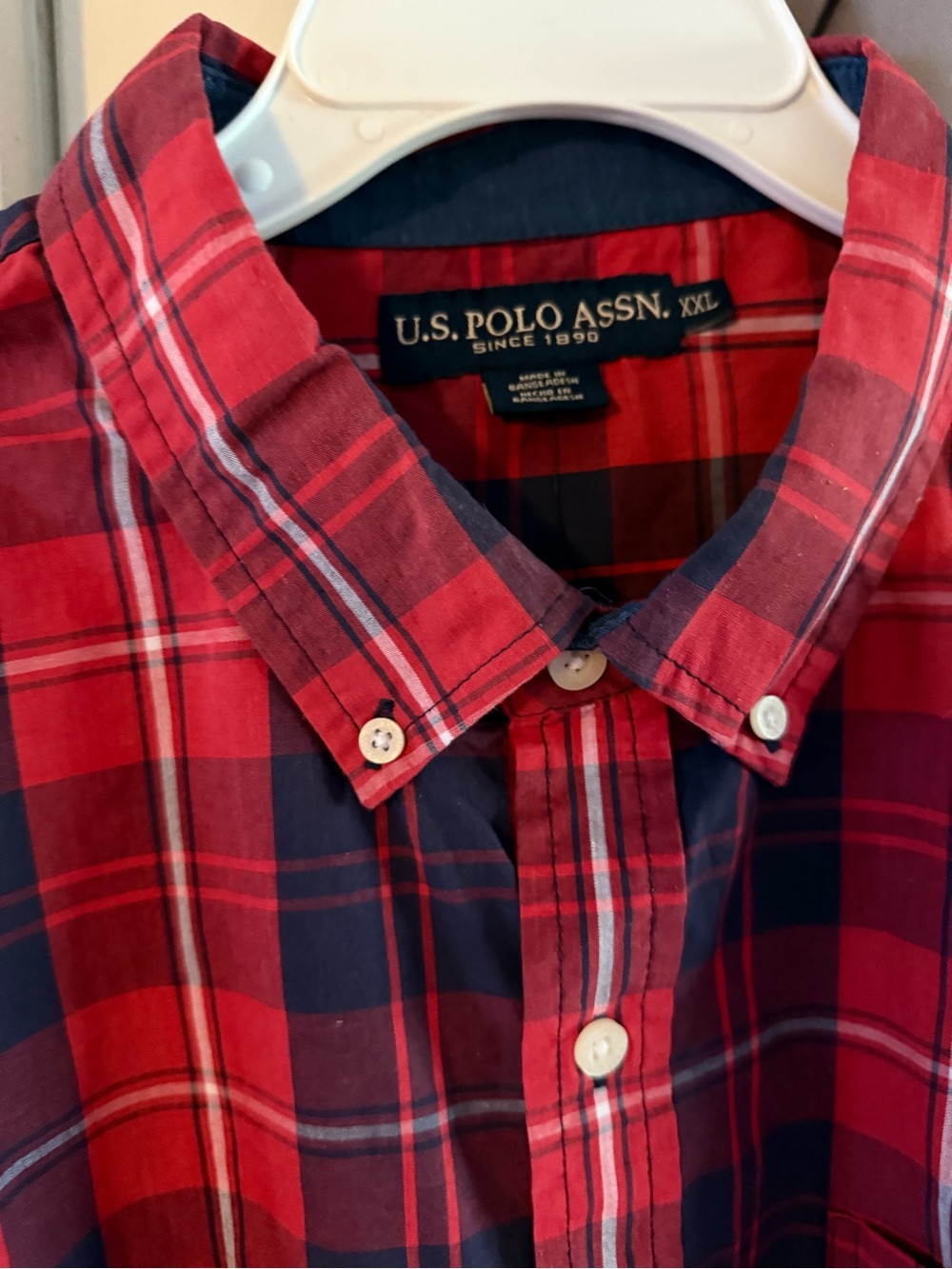 U.S. Polo Assn. Red and Blue Plaid Button-Down Shirt